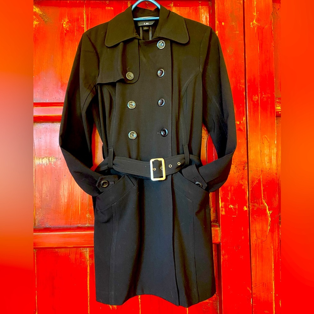 Black double breasted fall jacket. I.N. San Francisco. Size s.
